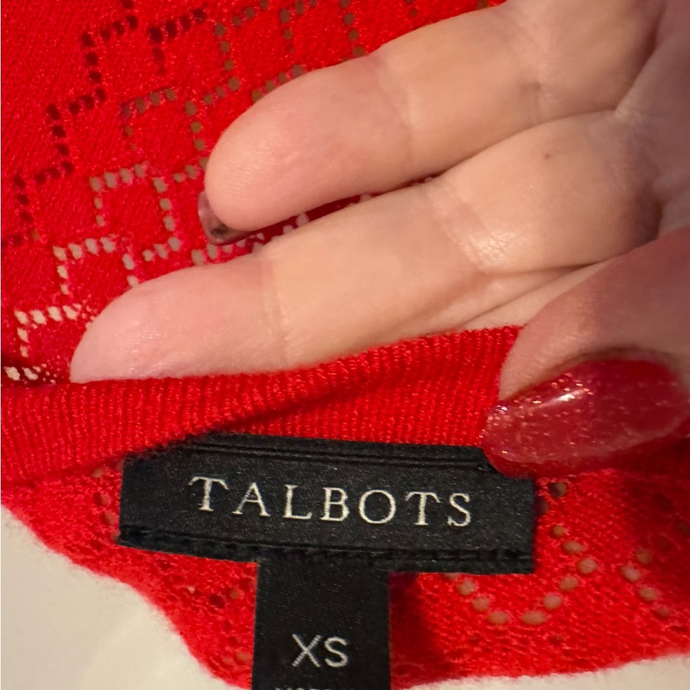 Talbot's Vibrant Red Open-Front Lightweight Cardigan XSMALL #1 - Picture 8 of 8